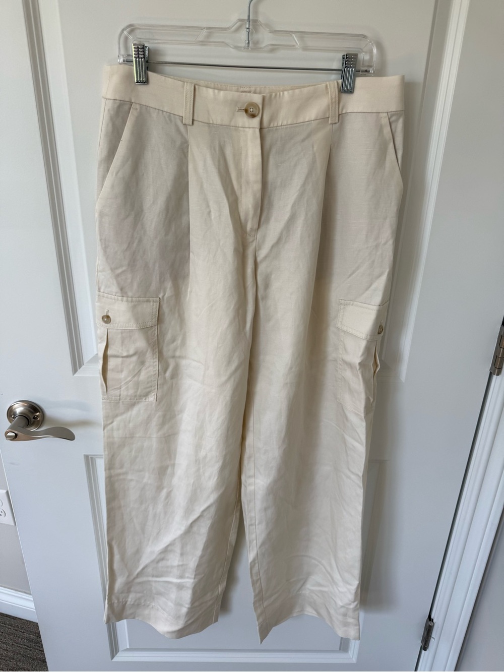 Loft Linen Blend Cargo Drapey Pants Size 8 NWT